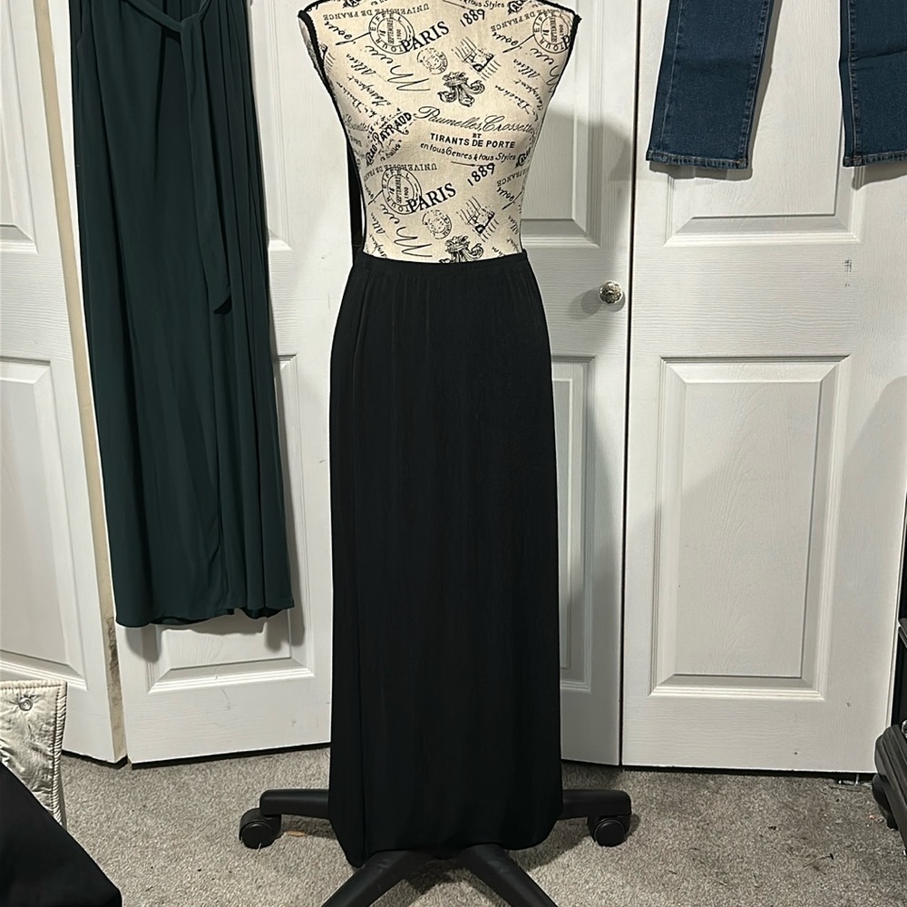 Women's Vintage Black George Midi Slip Skirt